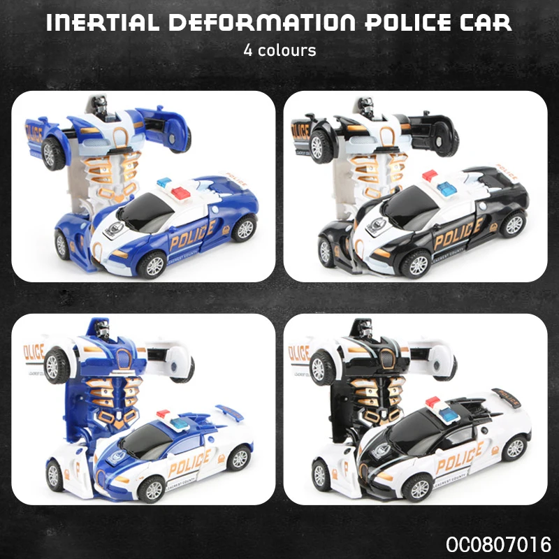 8 pcs deformation robot toy police car truck set for kids and boys