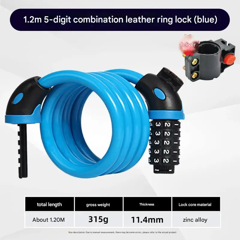 Portable Anti-Theft Password Feature Cable Lock for Motorcycle Children's Scooter Mountain Bike Electric Car Batteries