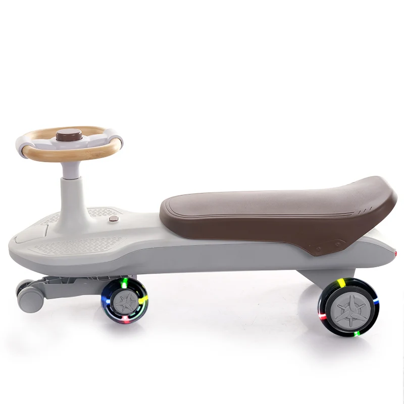 Music LED Flashing PU Wheels Baby Ride On Toy Wiggle Baby Swing Car 360 Degree Rotating Control Cars For Kids