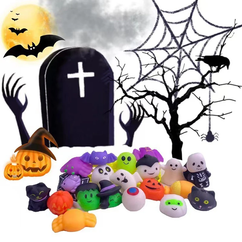2022 New Children'S Halloween Custom Kid Baby Mini Stress Relief Fidget Soft Mochi Squishy Toys, Squeeze Toy, Halloween Toy