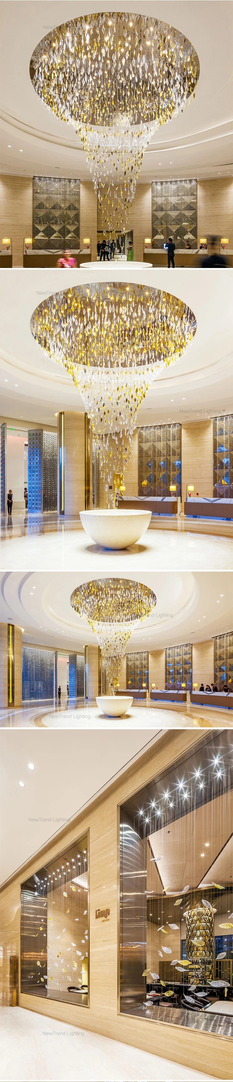 CPL-65 New Design Indoor Hotel Lobby Decoration Lighting Luxury Custom Large Project LED Chandelier factory