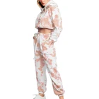 Tie Dye Soft Knit Light Weight French Terry Streetwear Sweatshirt Long Sleeves Hoodie Tie Dye Crop Top