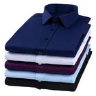 Shirt Custom Long Sleeves Solid Color Plain Men's Business Formal Dress Shirt