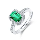 S925 Sterling Silver Luxury Emerald Moissanite Rare Square Shape Green Diamonds Ring Engagement Wedding Party Jewelry