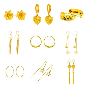 24k gold plated earrings Wholesale Simple New Model Gold Jewelry 14k for Women