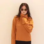 Acrylic Sweater 100% Soft Acrylic Orange Winter Fashion Slim Plus Size Turtleneck Women's Sweater