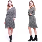 Dress Fashion Design Floral Print V Neck Short Sleeve Woman Slim Midi Casual Office Dress