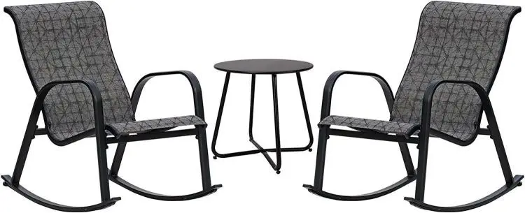 2024Grand patio Garden Rocking Chair Set 3 Pieces, Set with 2 Armchair and 1 Side Table, Mesh Sling Weather Resistant