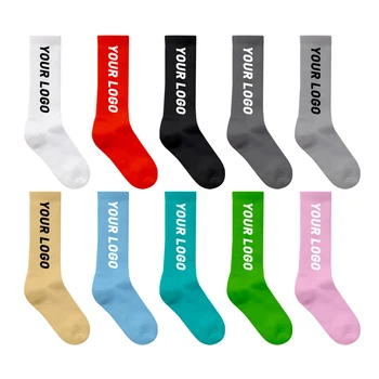 Wholesale Cheap Socks Logo Customize Breathable Plain Crew Socks Unisex Calcetines Sports Casual Men Cotton Socks