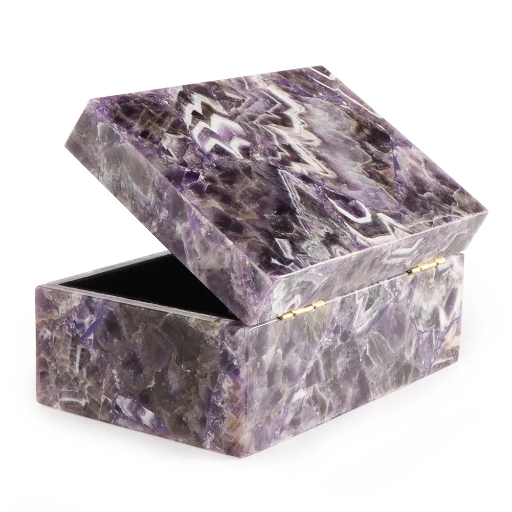 奢华创意半宝石盒玛瑙天然宝石盒饰品情人节礼物