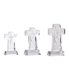 Crystal Cross Crystal Hot Sale Christian Gifts Crystal Cross Free Standing With Jesus Figurine Catholic Religious Gifts