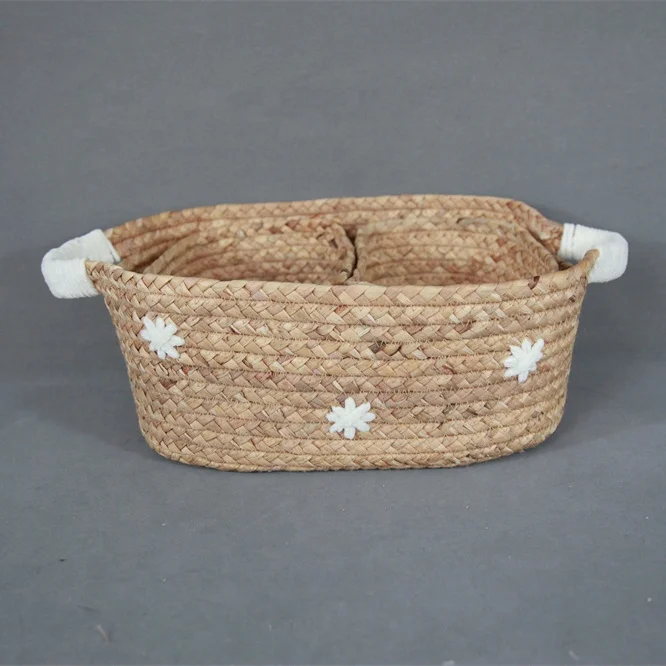 China Wholesale Straw weaved Basket Decorative Toy Storage Box Kids
