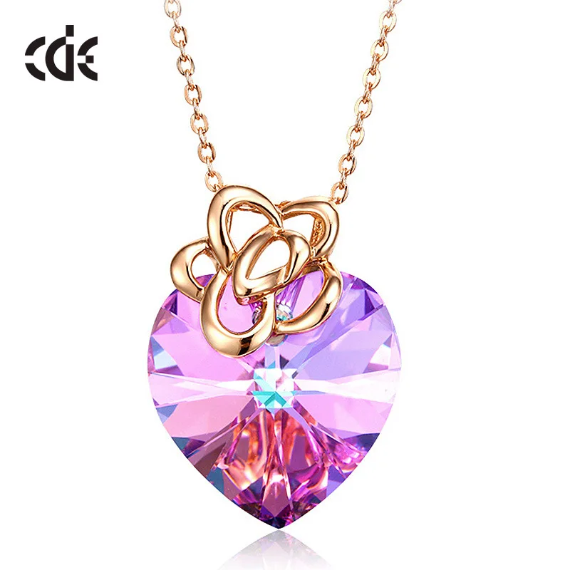CDE YP1175 Silver Jewelry 925 Sterling Silver Heart-Shaped Pendant Necklace For Women Quality Heart Crystal Pendant