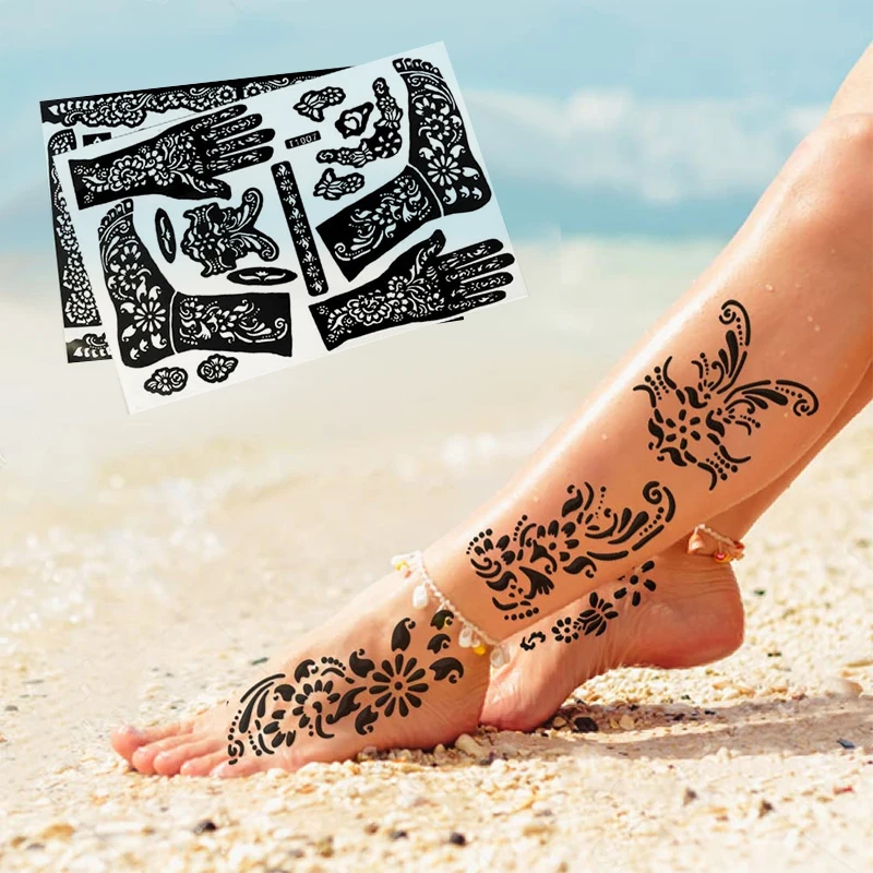 Henna Design Stencil Tattoo Sticker Are And Hand Henna Art Tattoo Sleeve  Stencil - Buy Henna Sticker Tattoo Stencils,Tattoo Sleeve Stencil,Temporary  Tattoos Stencils Product on 