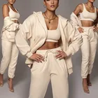Three-piece New Fashion Sweatshirt Sweatpants And Hoodie Set Long Sleeve Zip Cardigan Hoodie Set