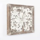 Brown Decor Square Antique Brown Trim White Distress 3D MDF Carving Wall Decor Wood Carved Panel
