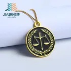 Metal Charm Custom Made Gold Metal With Black Enamel Scale Logo Metal Charm Pendant With Necklace