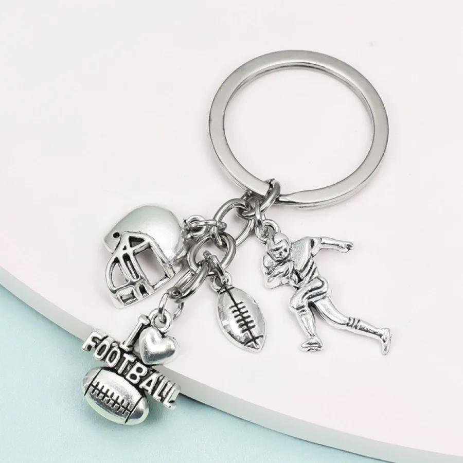 2024 Super Bowl USA Super Carnival Night Related Gifts Products Keychain Men's Ball Sports I LOVE Football Metal Key Chain