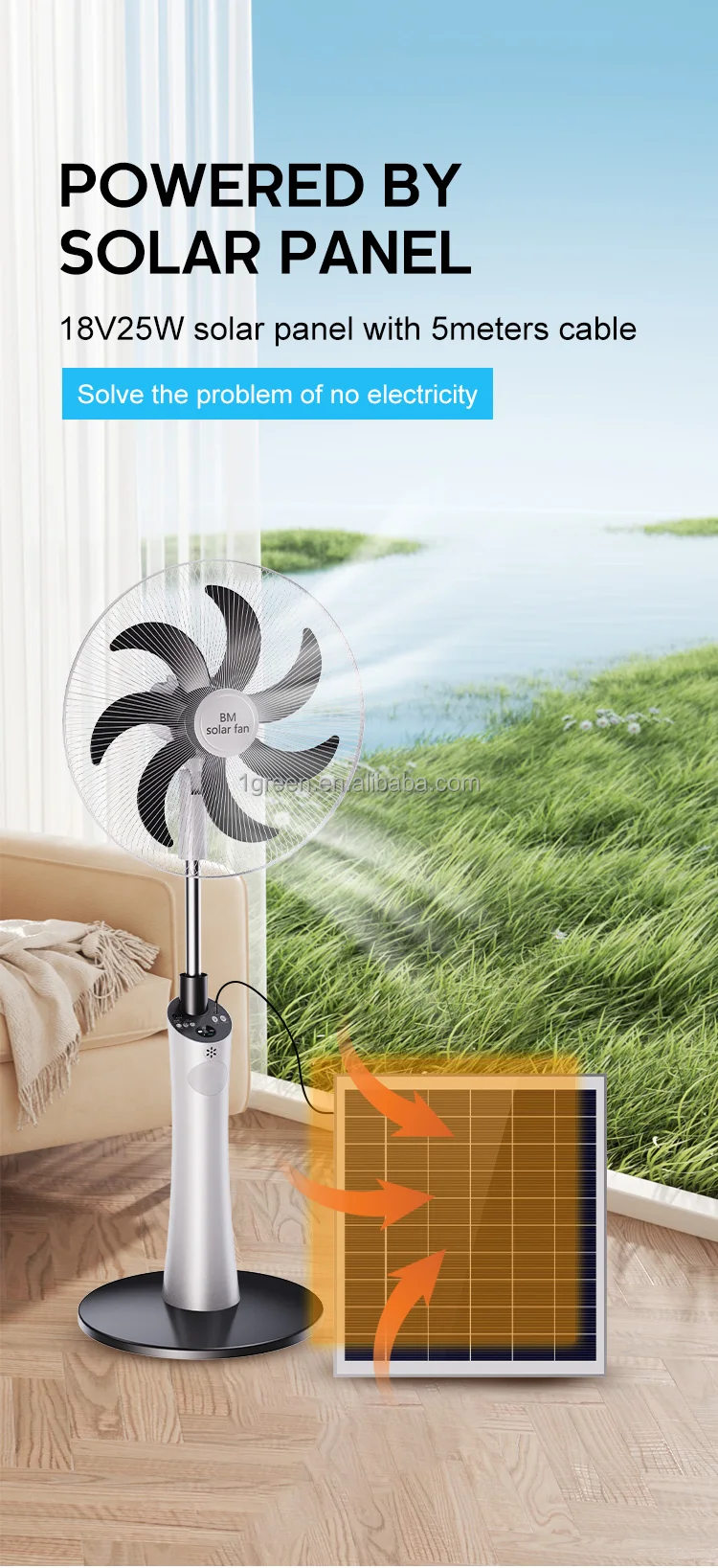 Pedestal Fan, Solar, ABS - detail 6