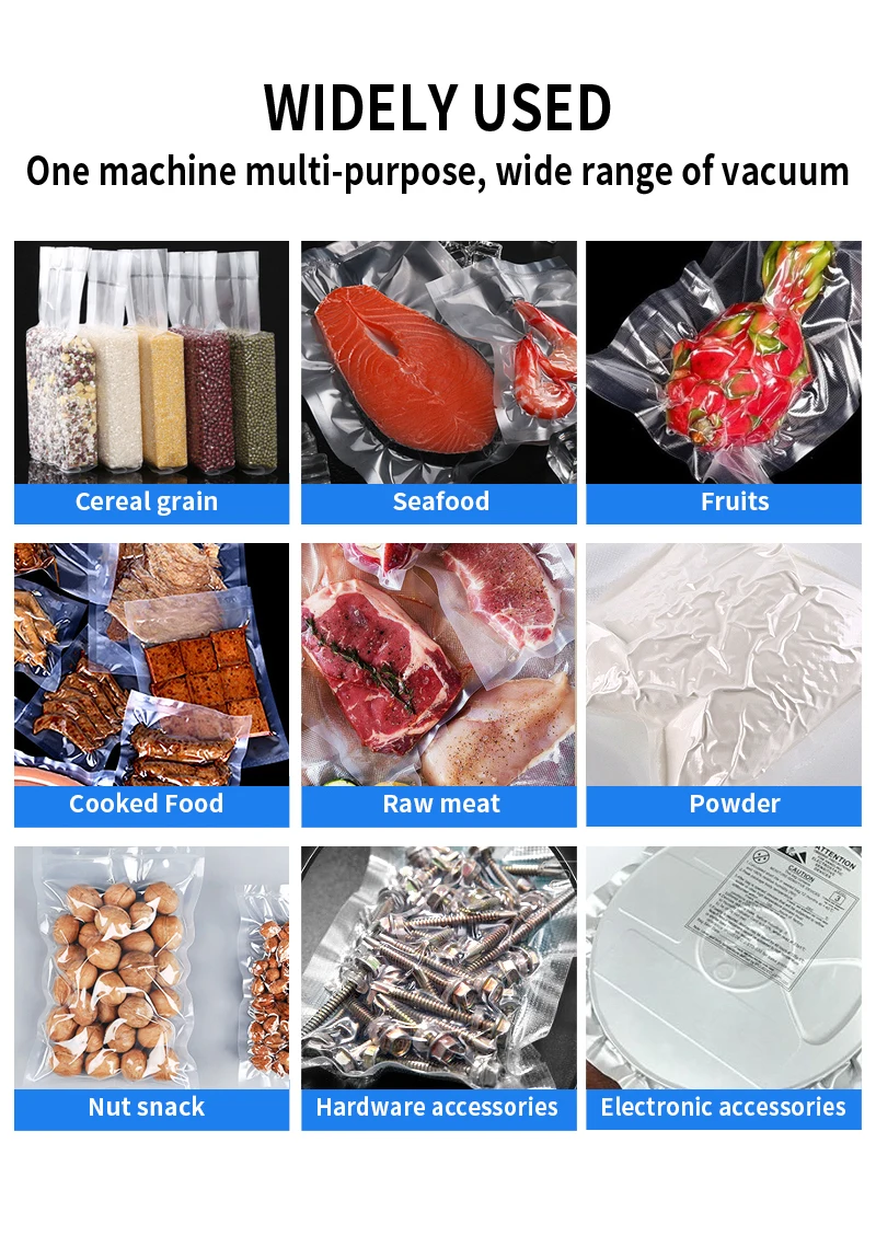 Commercial full-automatic cooked food large dry and wet powder granule seafood plastic packaging vacuum CE pumping machine