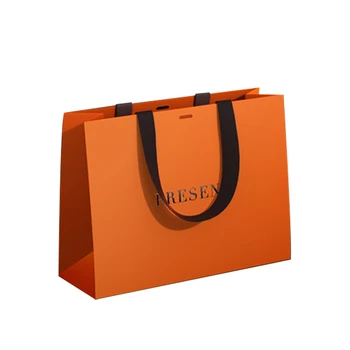 Competitive elegant custom brand logo luxury boutique shopping red shopping paper gift bag with handle