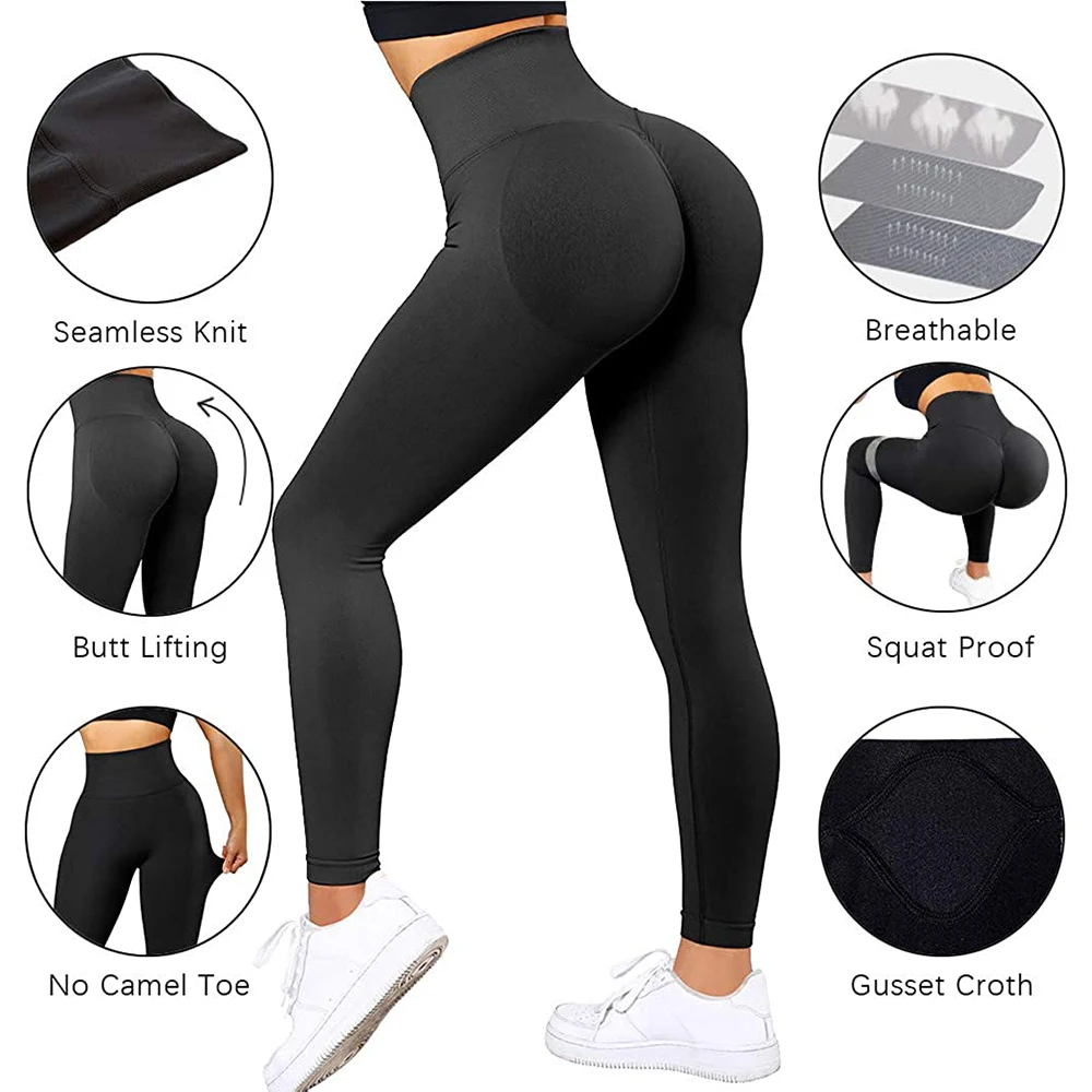 Custom Logo Print Women Workout Clothes Comfortable Butt Scrunch Yoga Leggings Breathable Seamless Gym Pants S-XL