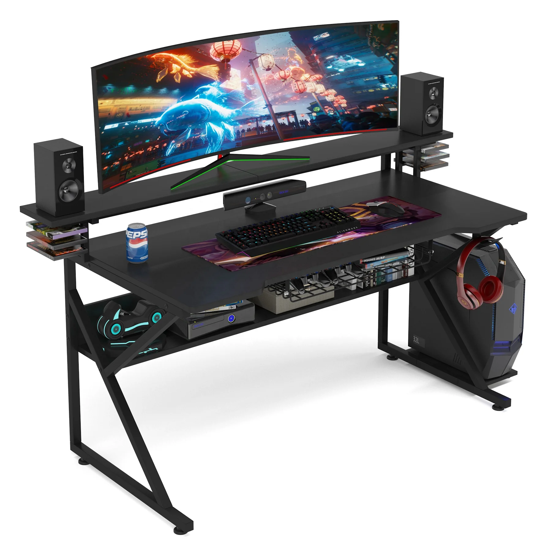 Tribesigns Wholesale 47 inches student study desk with hutch storage gaming laptop desk for electronic sports game race