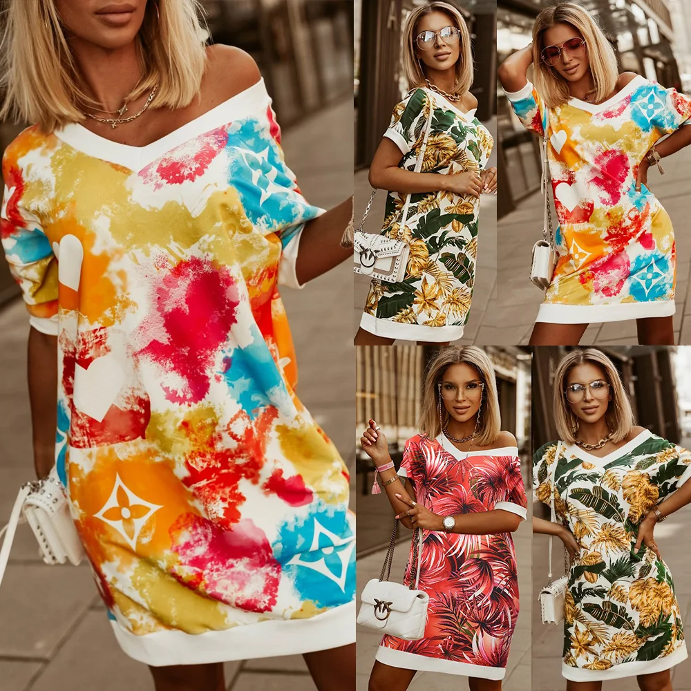 Wholesale 2022 Floral Print V Neck 