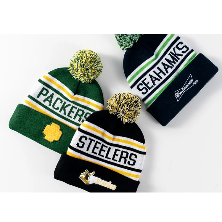 Acrylic Jacquard Knitted Hat European and American Fans Embroidered Logo Hat