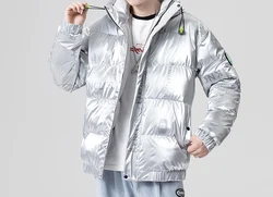 Men Fashion New Design Winter Puffer Shiny Jacket Warm Padding Wholesale Bubble Bomber Jean Jacket