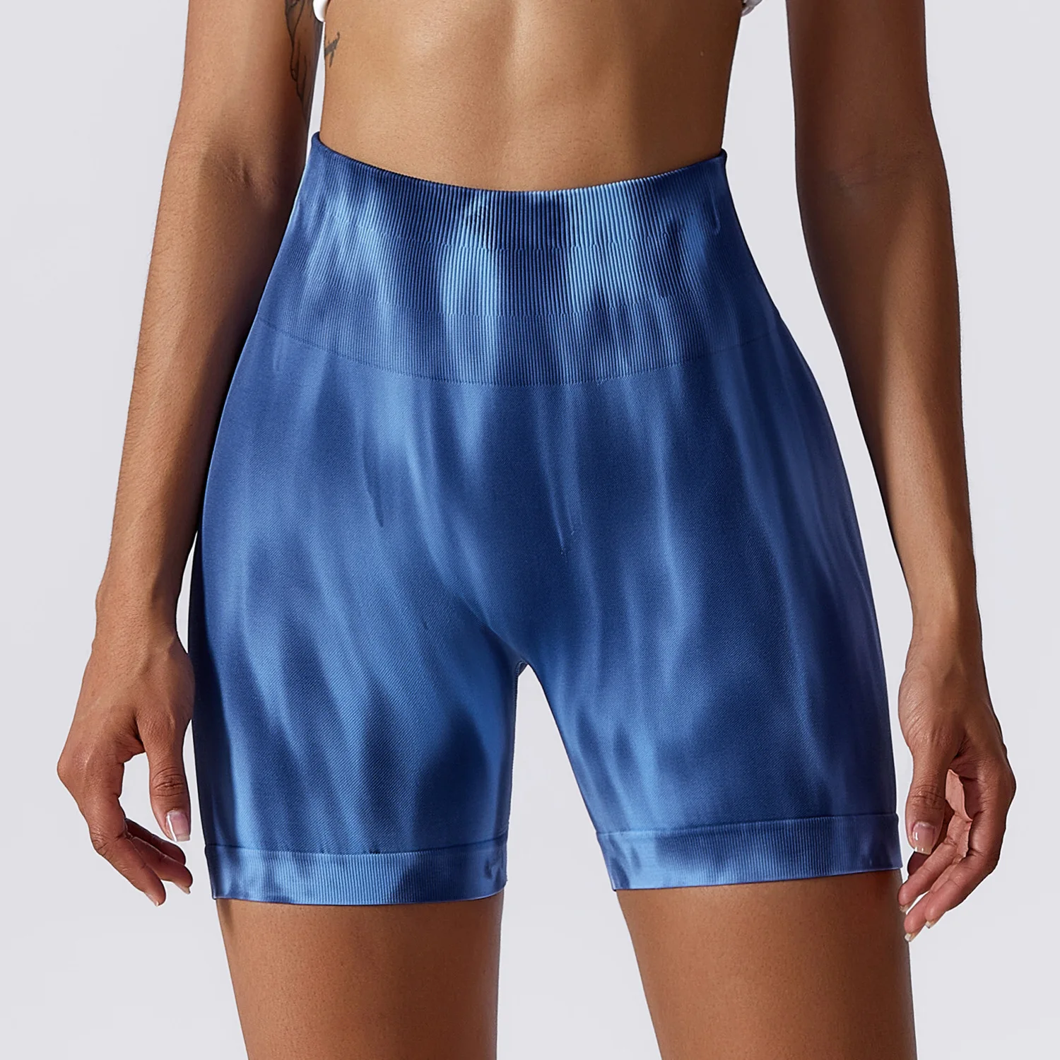 YIYI Seamless Tie Dye Breathable Compression Shorts Lady Bum Biker High Waist Yoga Shorts Pants For Women Scrunch Bum Shorts