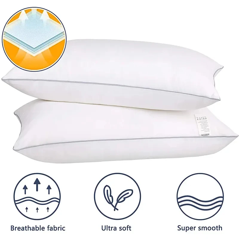 Luxury Hotel Quality Plush Cooling Gel Filling Washable Down Alternative Microfiber King Size Bed Pillow For Side Back Sleeper