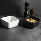 Bowl Ceramic New Design 550ml Square Glazed Bowl Black Bicolor Porcelain Bowl Saudi Porcelain Ceramic Salad Bowl