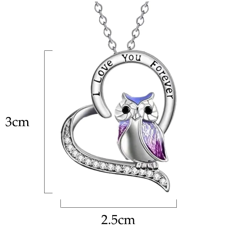 Cheap Women's New Letter I Love You Forever Heart Owl Fashion Charm