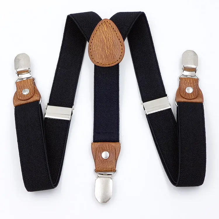 Unisex Children Suspenders 3 Clips  2.5cm wide Clip Straps Adjustable Elastic Back Braces Suspenders