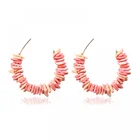 Shell Earrings New Women Summer Fashion Bohemian Handmade Color Irregular Shell Natural Stone Earrings