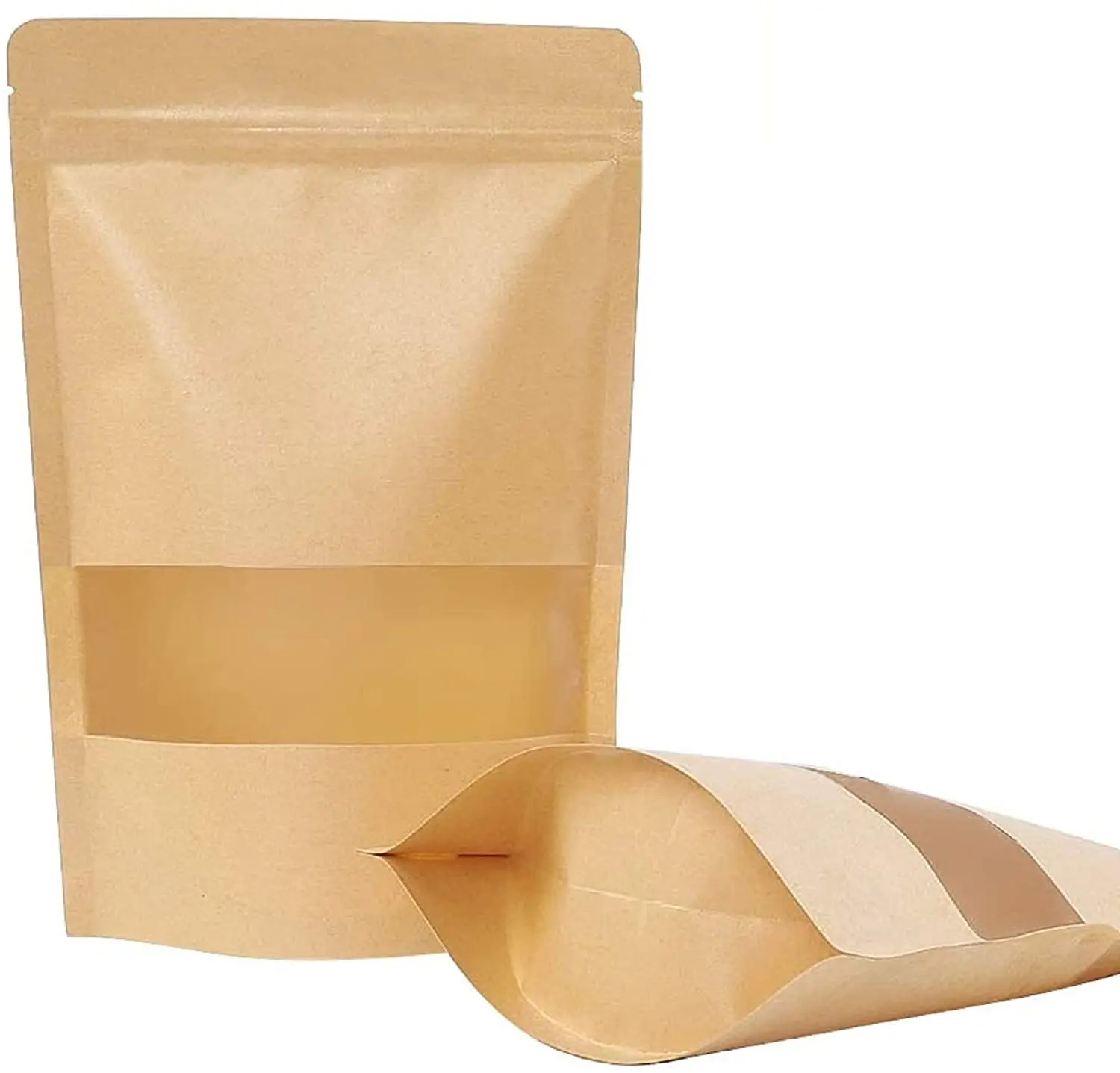 Stand Up/Flat Clear Plastic Kraft Paper Bags Food Grade Package Pouch Resealable 