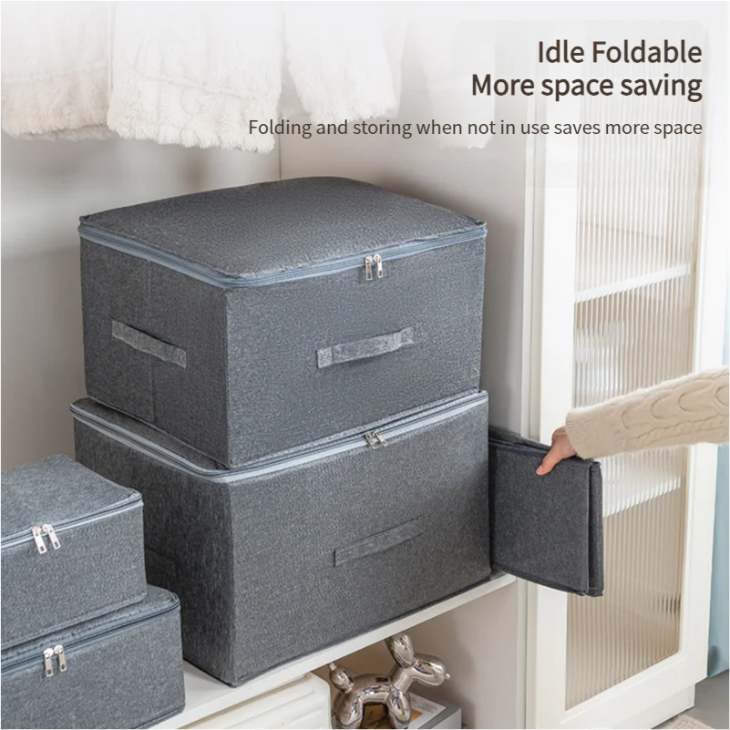 OEM New Household wardrobe clothes organizer basket storage box cationic fabric storage box clothes organizer box with lid