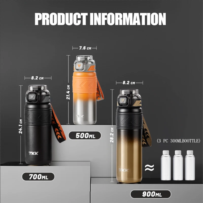 600ml 1000ml 16oz 32oz 316 stainless steel thermos with straw Vaccum Insulated Thermo Wide Mouth  Double Wall coffee bottle
