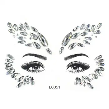 ETX011 new fashion face gems and rhinestones tattoo face jewels sticker for halloween festival adhesive stick on face jewels