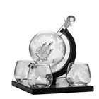 Bottle QiAOQi Globe Shaped 850ml Glass Wine Bottle With 4 Glass Cup
