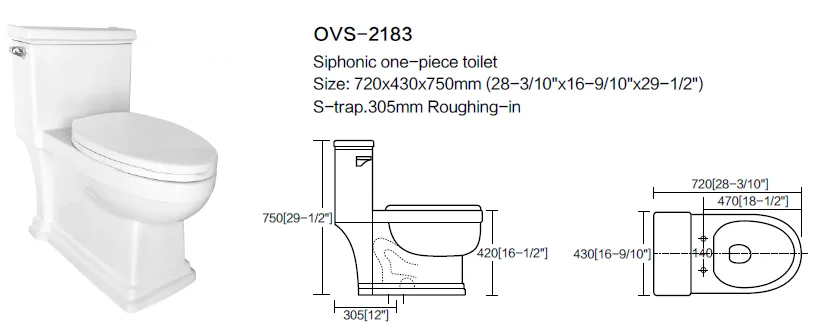 OVS-2183 Modern Design Siphonic One-piece Toilet High Quality Bathroom Toilet Ceramic Sanitary Ware factory
