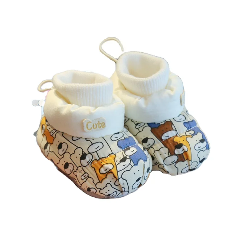 Baby winter soft-soled baby shoes and socks to keep warm newborn shoes Unisex  Polka Dot Flower