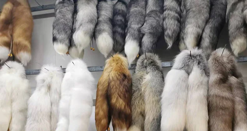 real fox fur tail fluffy fox fur tail keychain