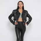 Leather Jacket Women Crocodile Long Sleeve Short Soft Motorcycle Coats Women's PU Motor Pu Leather Jacket Women