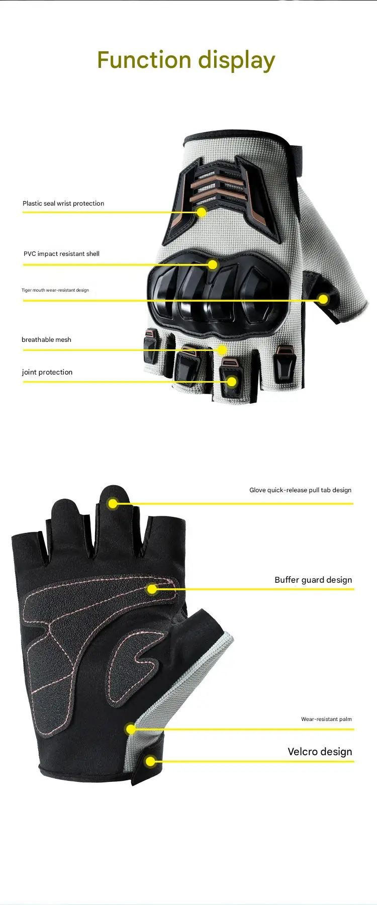 Men's Summer Half-Finger Racing Gloves Breathable Motorcycle Accessories Anti-Fall Non-Slip Wear-Resistant for Riding