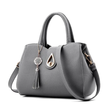 Fashionable Tassel Tote Trendy Grey Color Patent New Original Woman Handbags Manufacturers