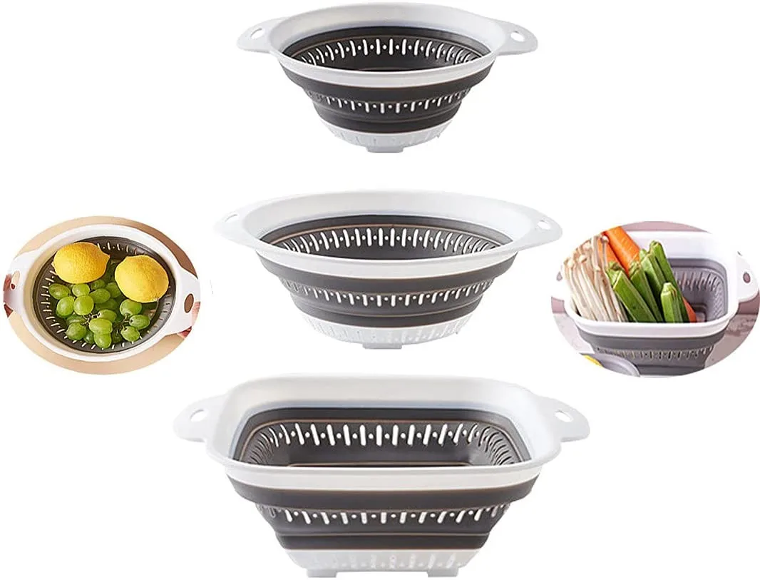 OEM & ODM Kitchen Foldable Strainers for Fruit Vegetable and Pasta Customized Dishwasher Basket Collapsible Silicone Colander