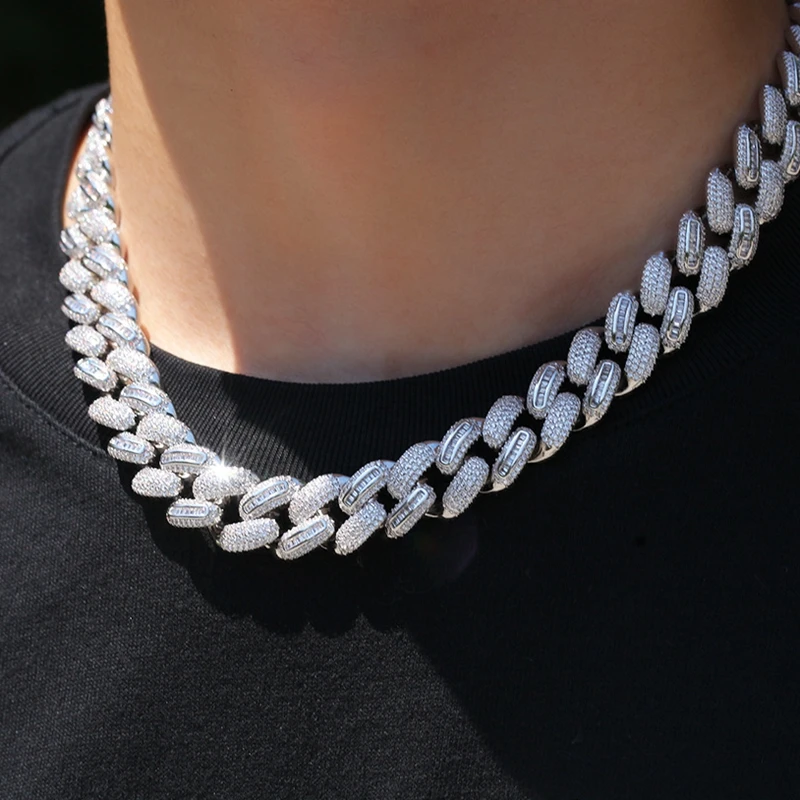 sterling silver iced out cuban link