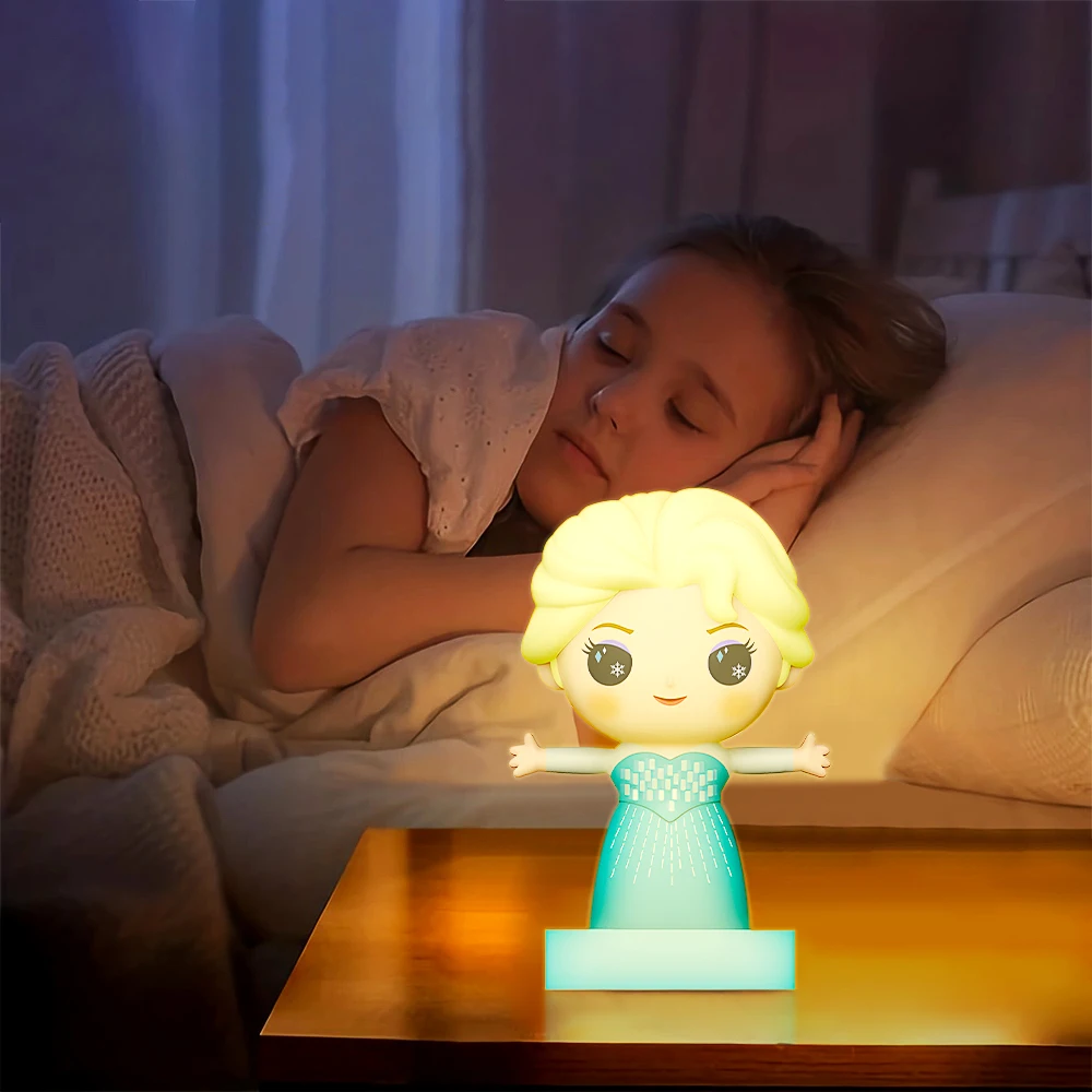 Creative Baby Kids Toys Gift Bedroom Bedside Table Frozen Princess Figure Lamp Remote Control Rechargeable LED Night Light